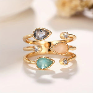 Korean Style Irregular Open Ring Temperament Drop-shaped