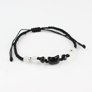 Black Cat White Cat Beaded Hand Weaving Bracelet Men And Women