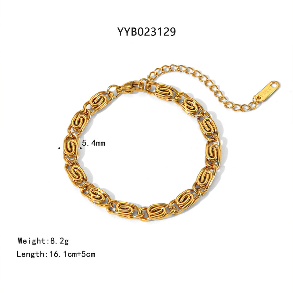 Stainless Steel Necklace Gold-plated Premium Geometric Personalized Thick Chain Bracelet