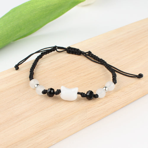 Black Cat White Cat Beaded Hand Weaving Bracelet Men And Women