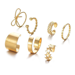 Alloy Open Ring 7-piece Set Personalized XINGX Bow Ring