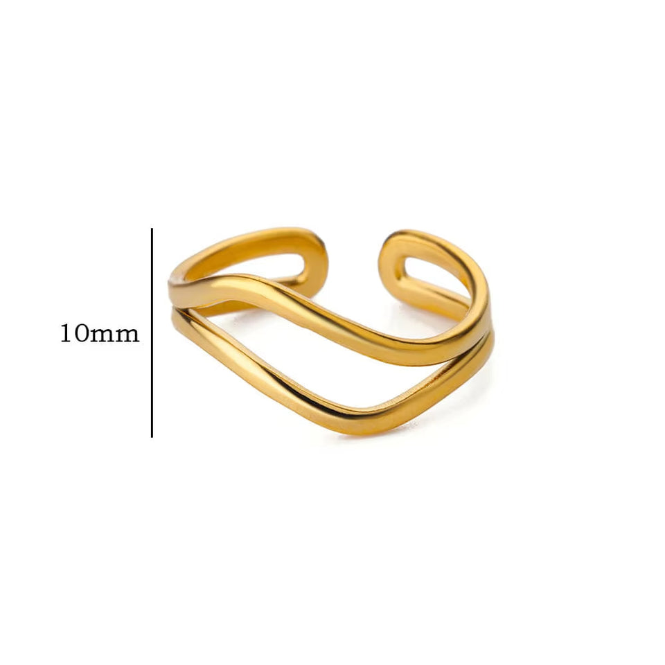 18K Gold Korean Style Minimalist Line Stainless Steel Lady