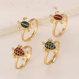 Two Cute Turtles Stacked Ring Plated 14K Gold Design Sense