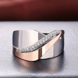 Electroplating Two-color Diamond-studded Ring