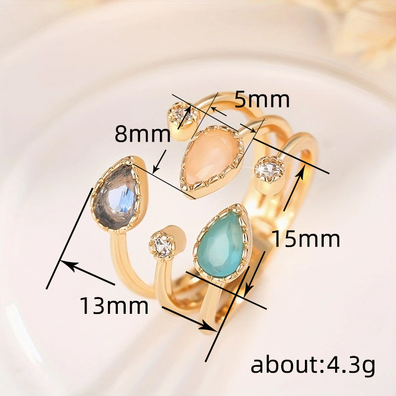 Korean Style Irregular Open Ring Temperament Drop-shaped