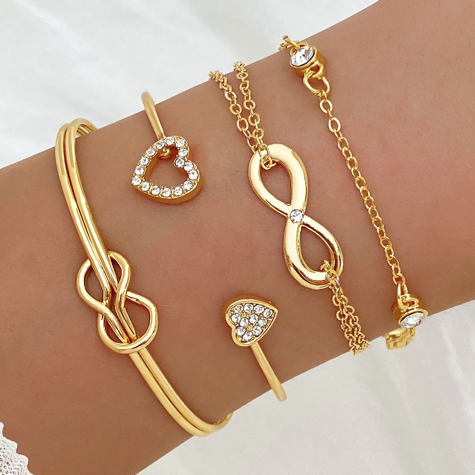 Alloy Love Knot Bracelet Suit