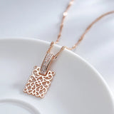 Unique Design Full Green Natural Zircon Women's Pendant Earrings Rose Gold Vintage Bridal Jewelry