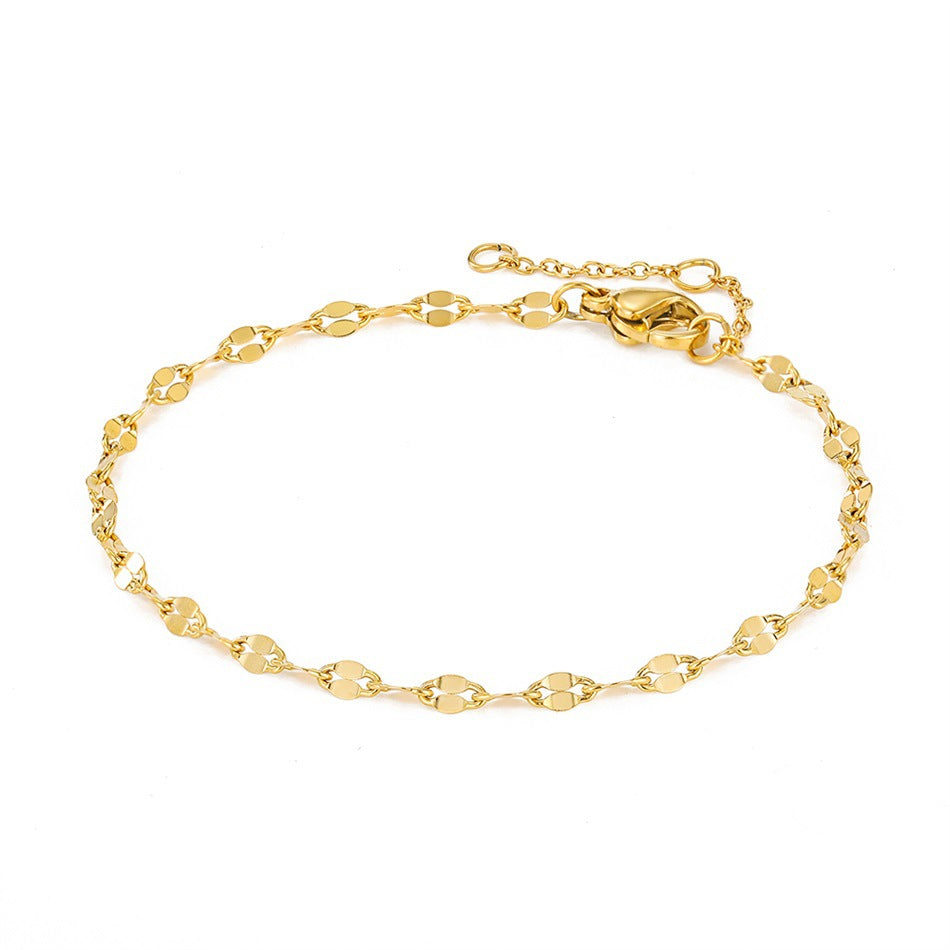 Simple Gold Plated Stainless Steel Anklets Lip Chain Anklet