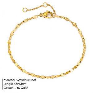 Simple Gold Plated Stainless Steel Anklets Lip Chain Anklet
