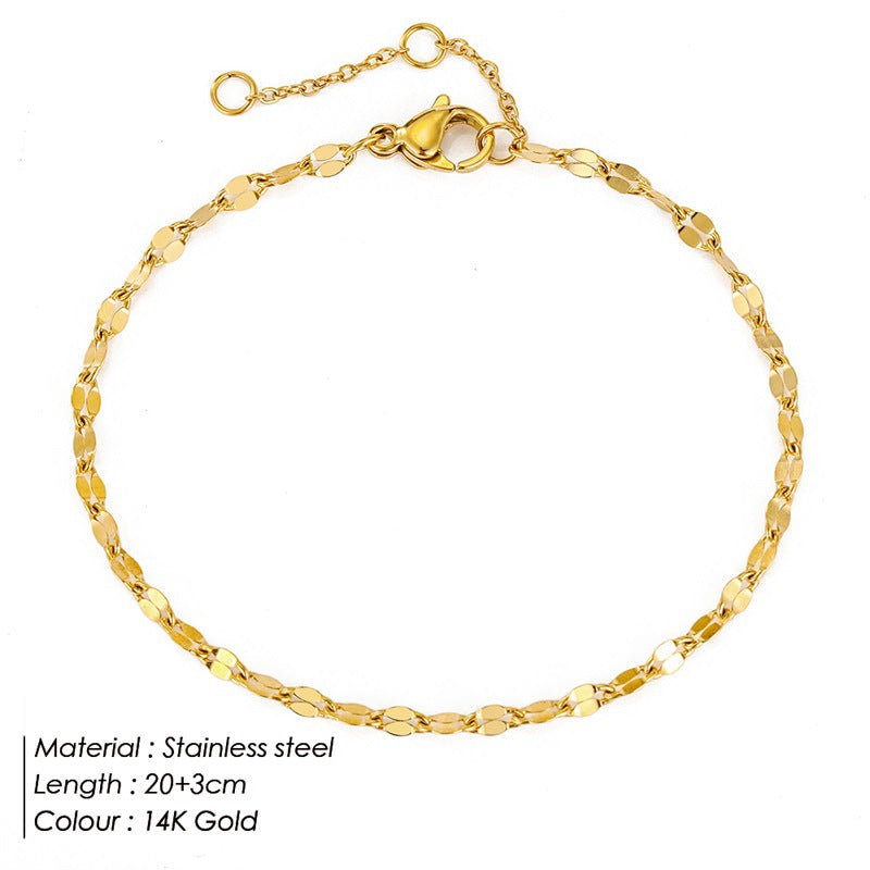 Simple Gold Plated Stainless Steel Anklets Lip Chain Anklet