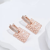 Unique Design Full Green Natural Zircon Women's Pendant Earrings Rose Gold Vintage Bridal Jewelry