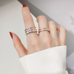 Simple Student Double Single Row Square Diamond Ring