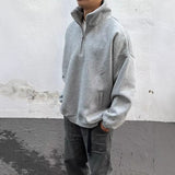 Half Zipped Stand Collar Sweater Men's Fashion Brand Loose