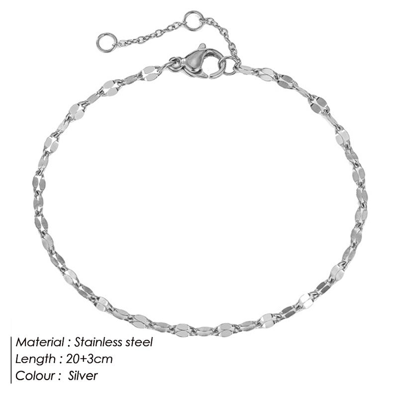 Simple Gold Plated Stainless Steel Anklets Lip Chain Anklet