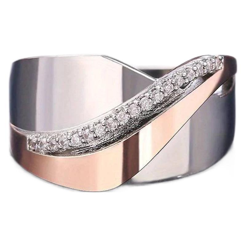 Electroplating Two-color Diamond-studded Ring