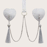 Tassel Breast Pad Chain Sequins Love Heart Chest Necklace Ornament