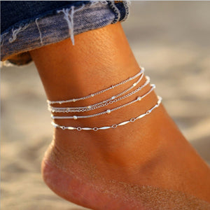 Stylish Simple And Versatile Anklets 5 Pieces Suit Combination