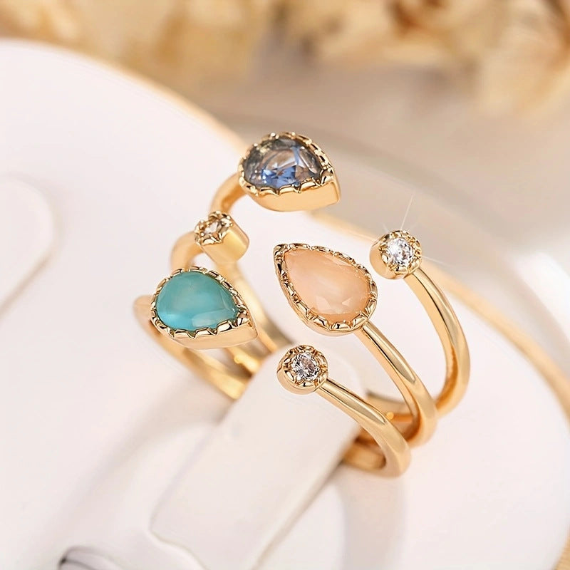 Korean Style Irregular Open Ring Temperament Drop-shaped