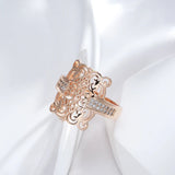 Unique Design Full Green Natural Zircon Women's Pendant Earrings Rose Gold Vintage Bridal Jewelry