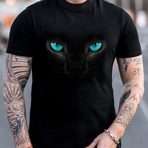 Men's Fashionable Color Blocked Short Sleeved Round Neck T-shirt, Summer Outdoor, 3D Heartbeat And Airplane Graphic Printing