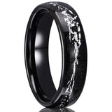 Tungsten Steel Black Ring Silver Wire Edged