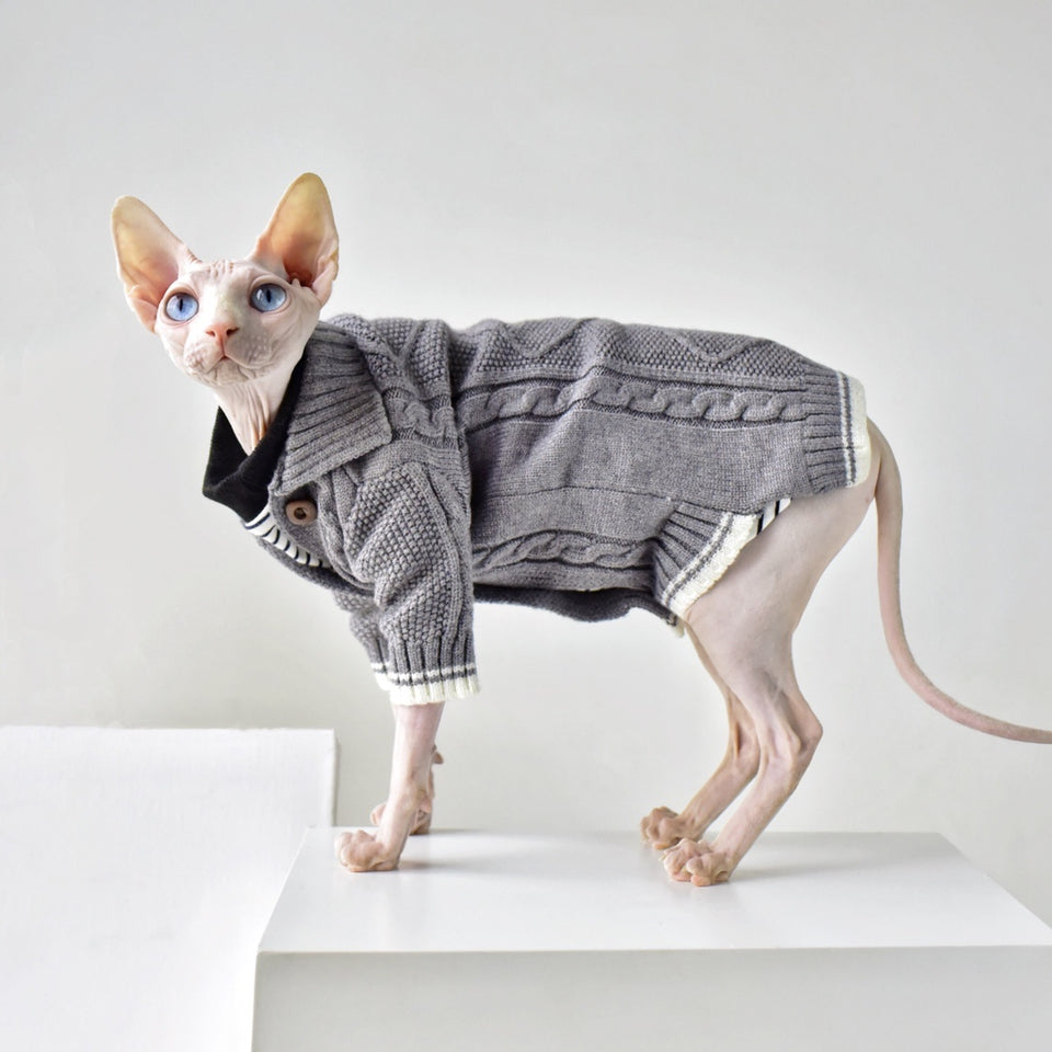 Four Seasons Warm Cardigan Hairless Cat Clothes Sweater