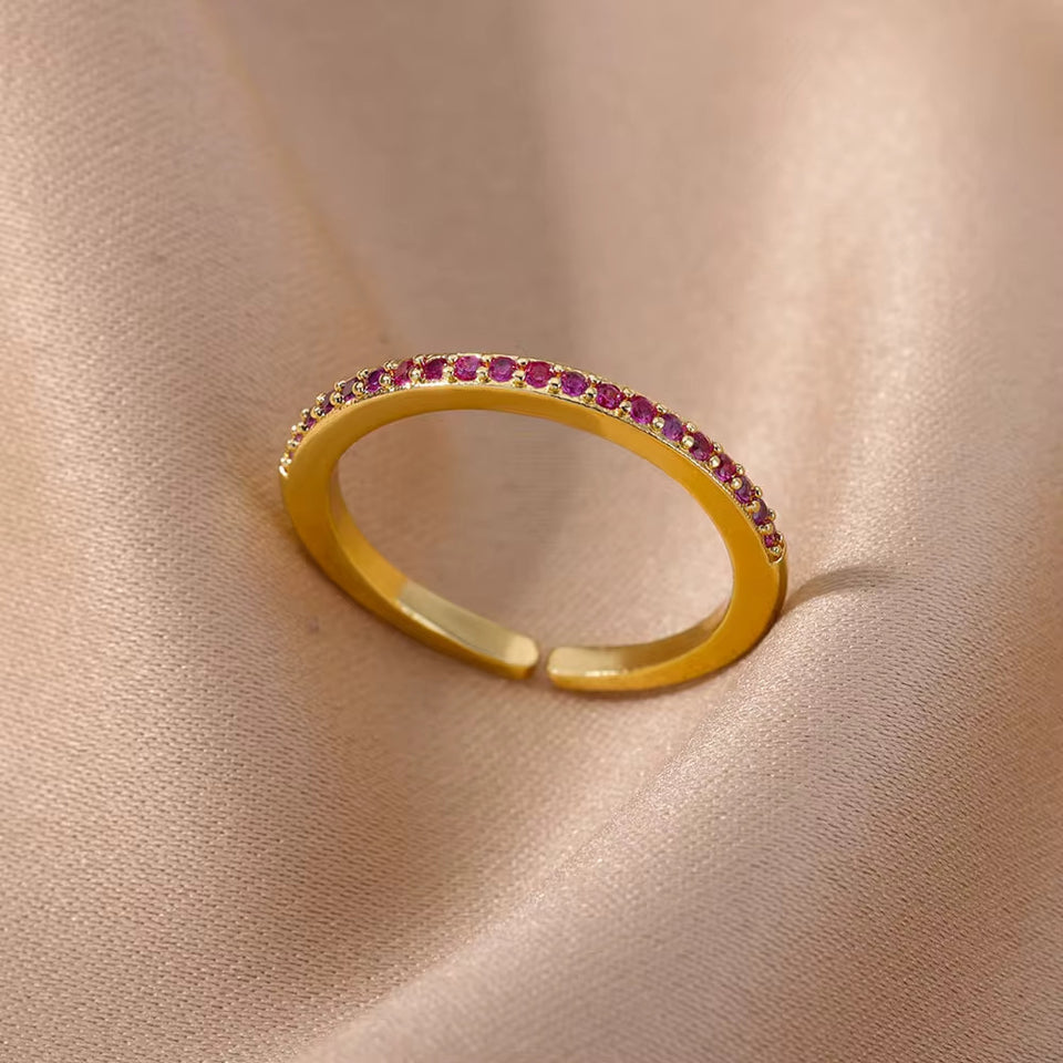 European And American Zircon Fashion Design 18K Gold-plated Ring Ornament