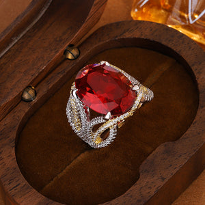 Fashionable Simple Elegant Inlaid Ruby Full Diamond Ring Hair