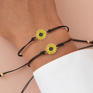 Sunny Days Ahead - Adjustable  Sunflower Charm Bracelet Set