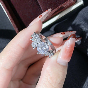 Round Artificial High Carbon Rhinestone Ring