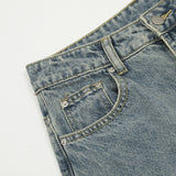 Washed Old Loose Denim Trousers Men