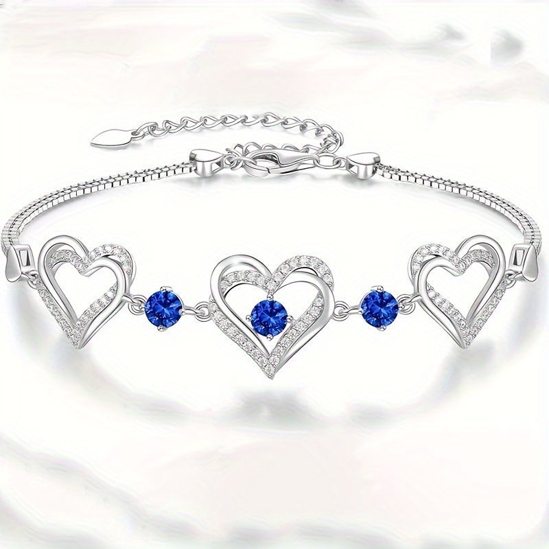 Elegant Heart-Shaped Zircon Bracelet - Sparkling Charm For Everyday Wear