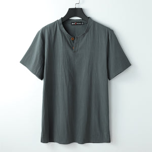 Short Sleeve T-shirt Sub-cotton And Linen Slit Loose Plus-sized Half Sleeve