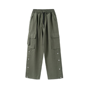 Loose Straight Functional Button Trousers For Men