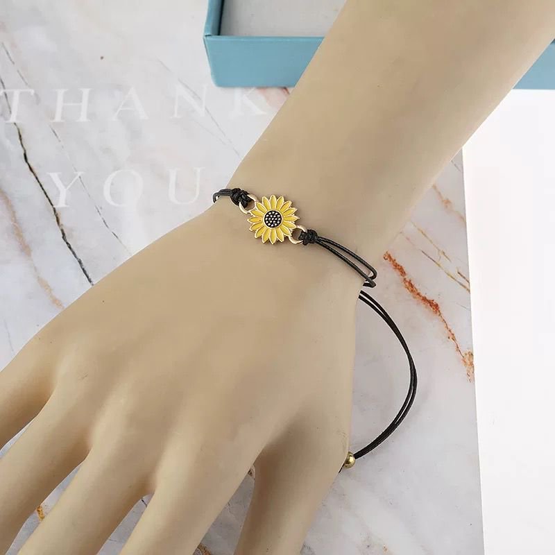 Sunny Days Ahead - Adjustable  Sunflower Charm Bracelet Set