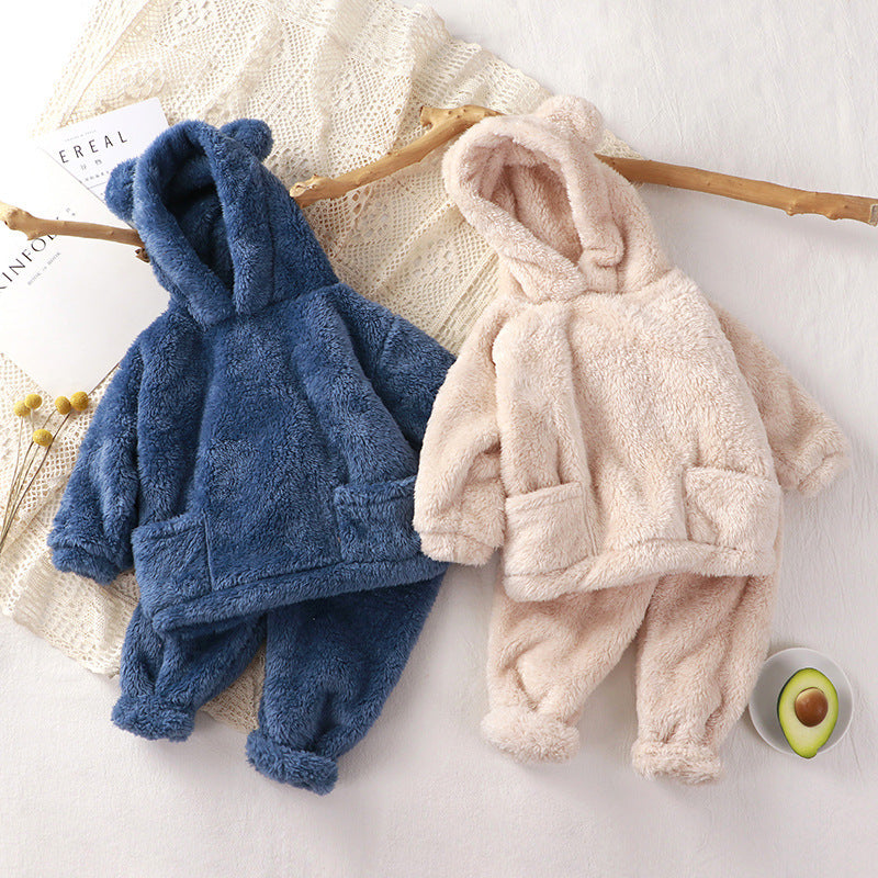 Children's Pajamas Autumn And Winter Bear Loungewear Suit Children Outer Wear Thermal Clothes