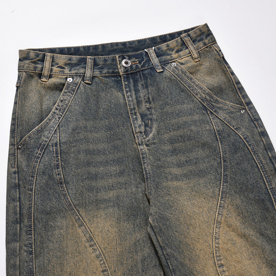 American Style Wash Personality Denim Trousers Men