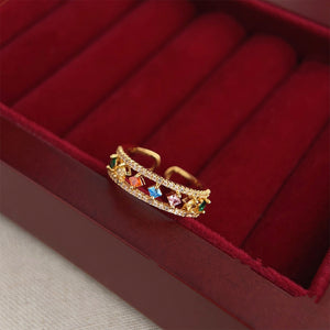 Light Luxury Color Zircon Ring For Women