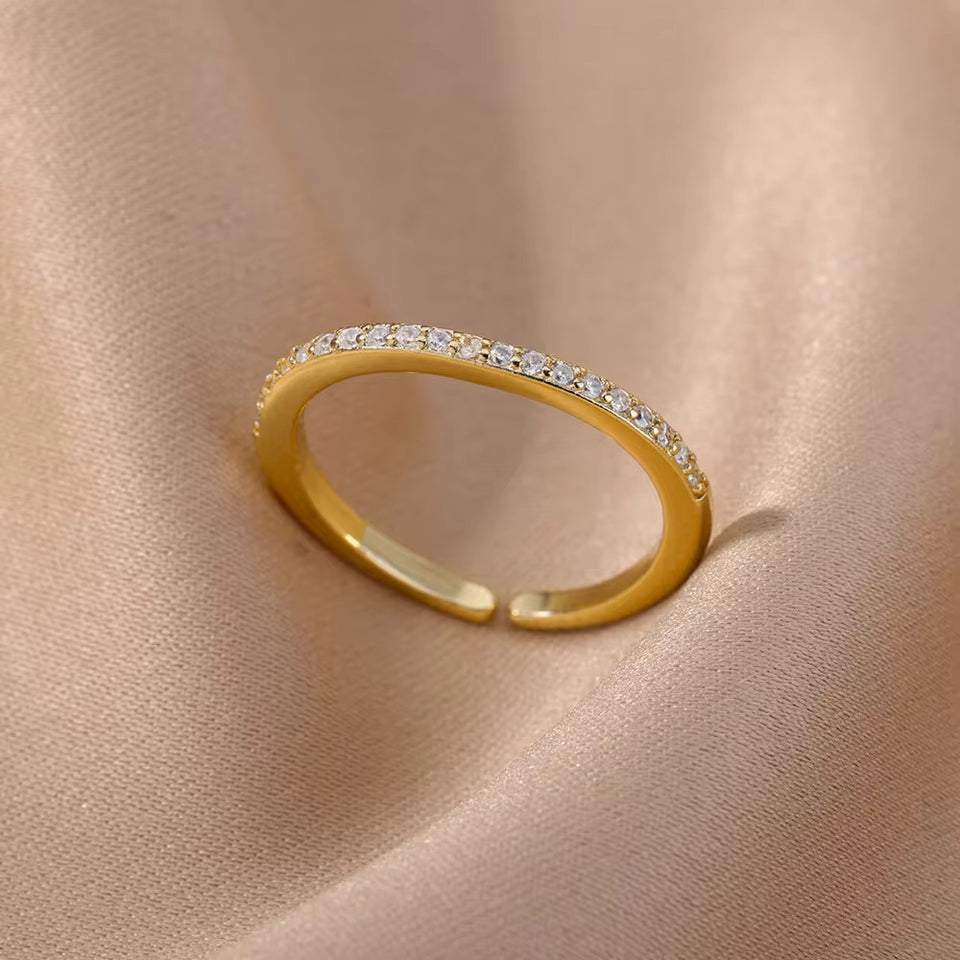 European And American Zircon Fashion Design 18K Gold-plated Ring Ornament