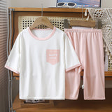 Home Wear 34 Sleeve Suit Boys And Girls Summer Thin Medium And Big Children Air Conditioning Clothes