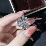 Fashion European And American Style Ornament Vintage Flowers Zircon Ring