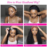 Headband Wig Human Hair Kingky Straight
