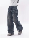 Fashion Retro Loose Denim Trousers Men