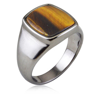 Fashion Simple Tigereye Ring Titanium Steel Ring LR924