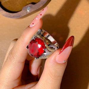 Fashionable Simple Elegant Inlaid Ruby Full Diamond Ring Hair