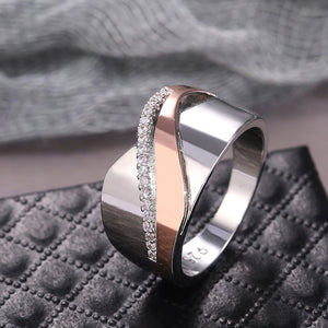 Electroplating Two-color Diamond-studded Ring