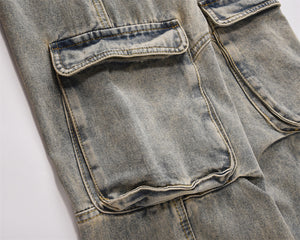 Distressed Straight-leg Denim Trousers For Men