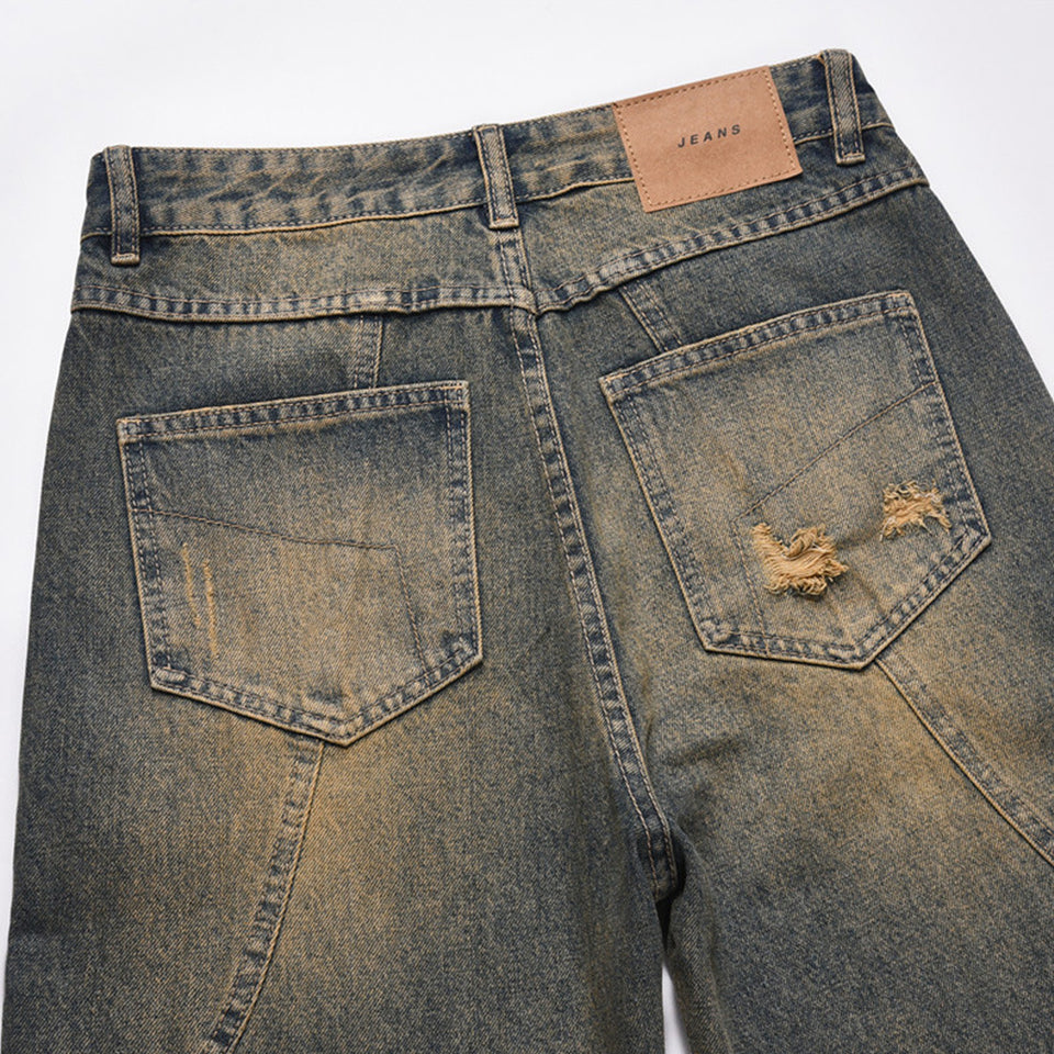 American Style Wash Personality Denim Trousers Men