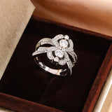 Fashion European And American Style Ornament Vintage Flowers Zircon Ring