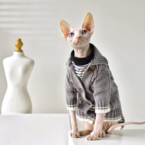 Four Seasons Warm Cardigan Hairless Cat Clothes Sweater